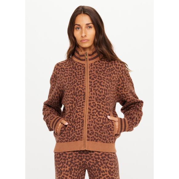 NEW THE UPSIDE malawi margot knit jacket in brown